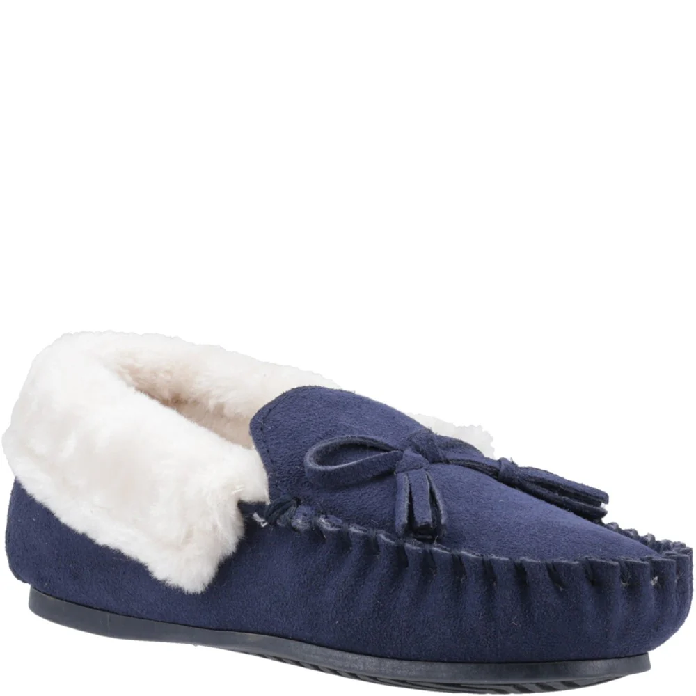 Navy Agnes Fur Slippers