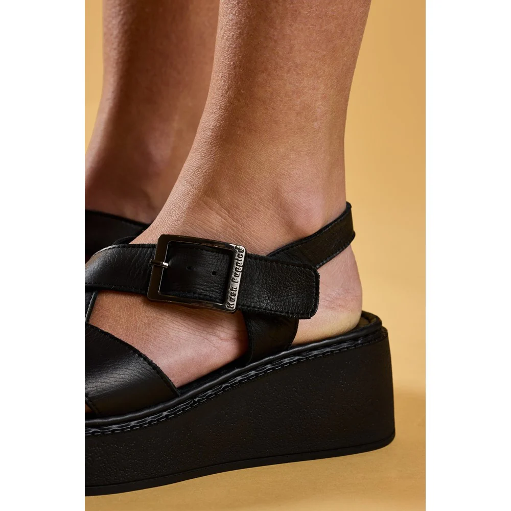 Black Bretta Wedge Sandals - Image 7