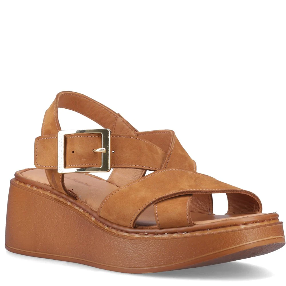 Tan Bretta Wedge Sandals - Image 3