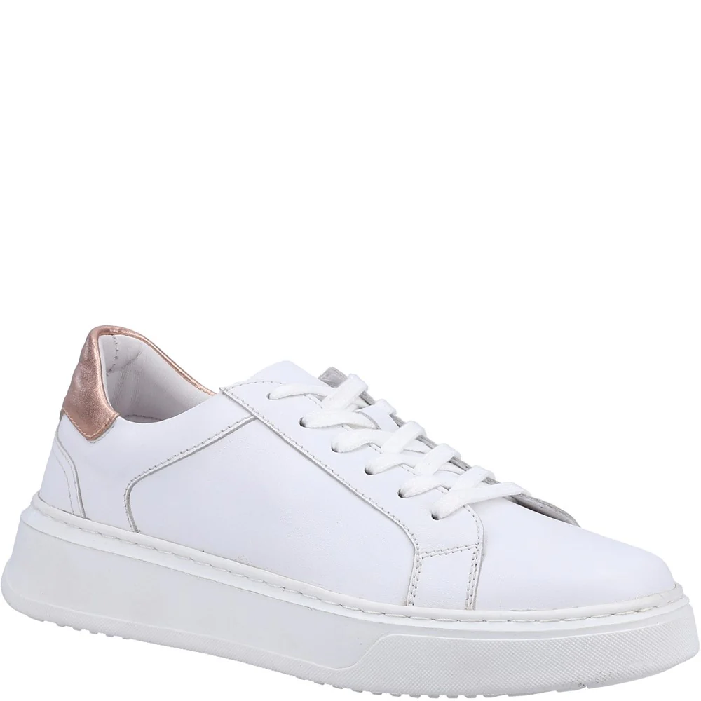 White Camille Lace-Up Cupsole Trainers