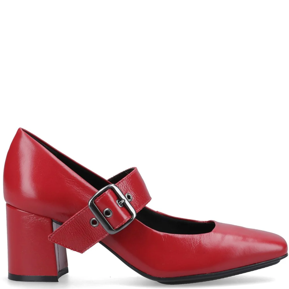 Red Celcilia Buckle Heels - Image 5