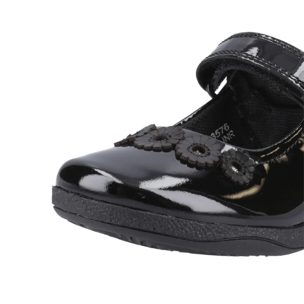 Black Christina Patent Junior School Shoes - Image 9