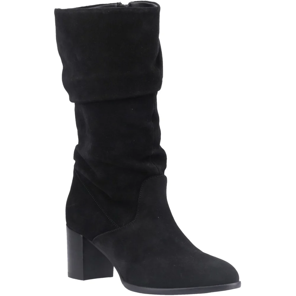 Black Suede Cosima Ruched Suded Boots