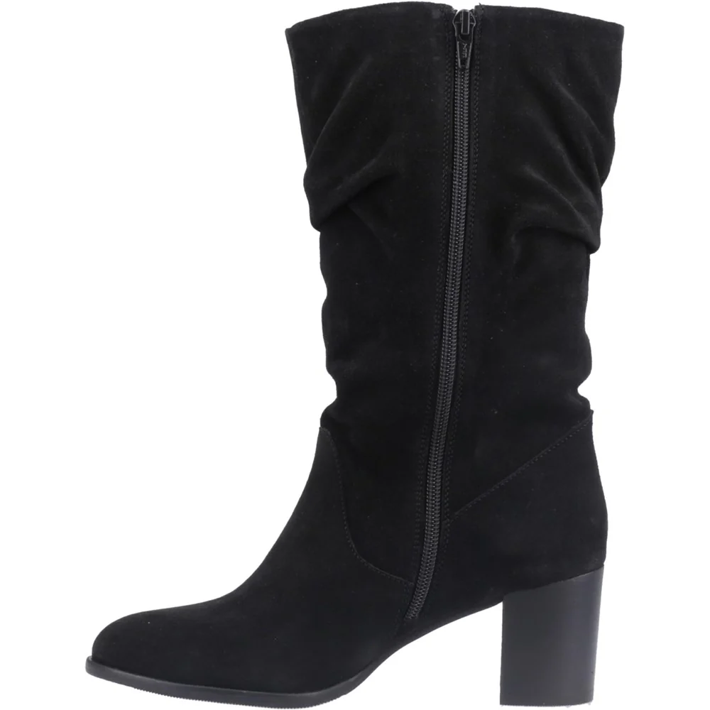 Black Suede Cosima Ruched Suded Boots - Image 4