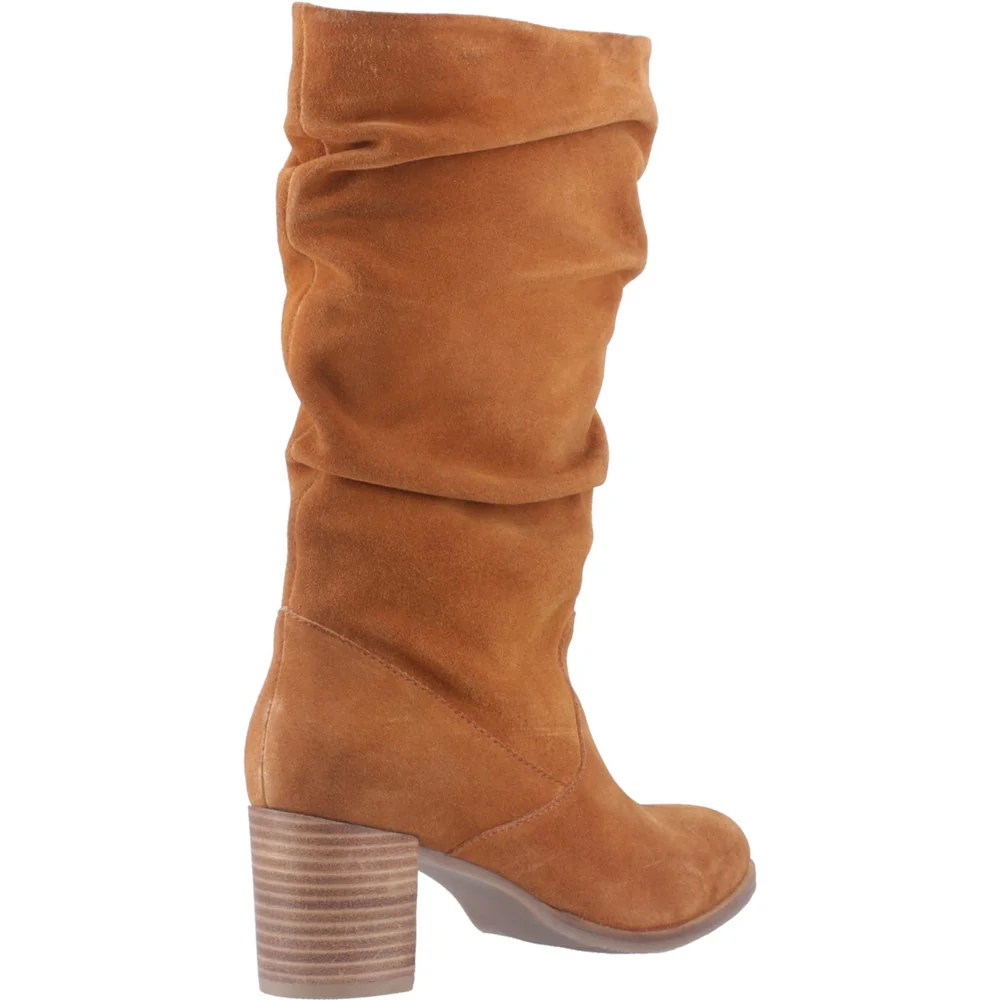 Tan Cosima Ruched Suded Boots - Image 2