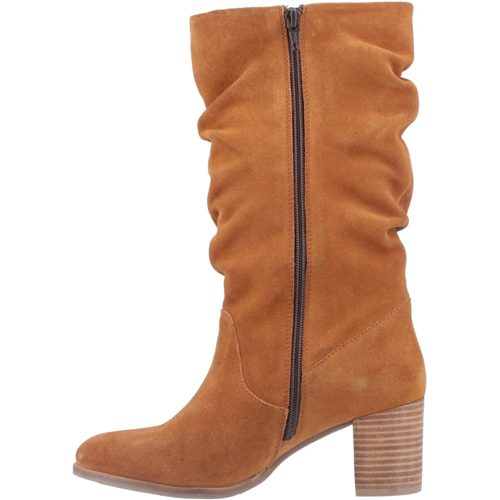 Tan Cosima Ruched Suded Boots - Image 4