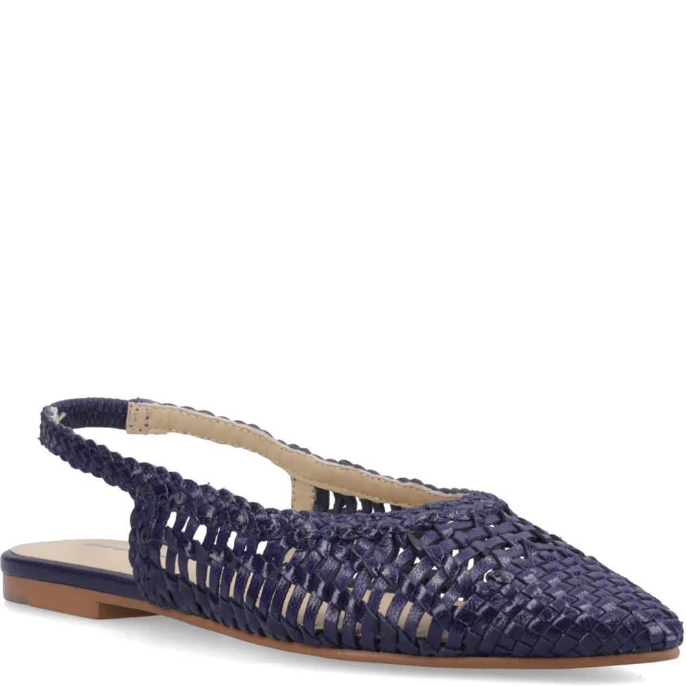 Navy Dalia Woven Slingback Ballerinas