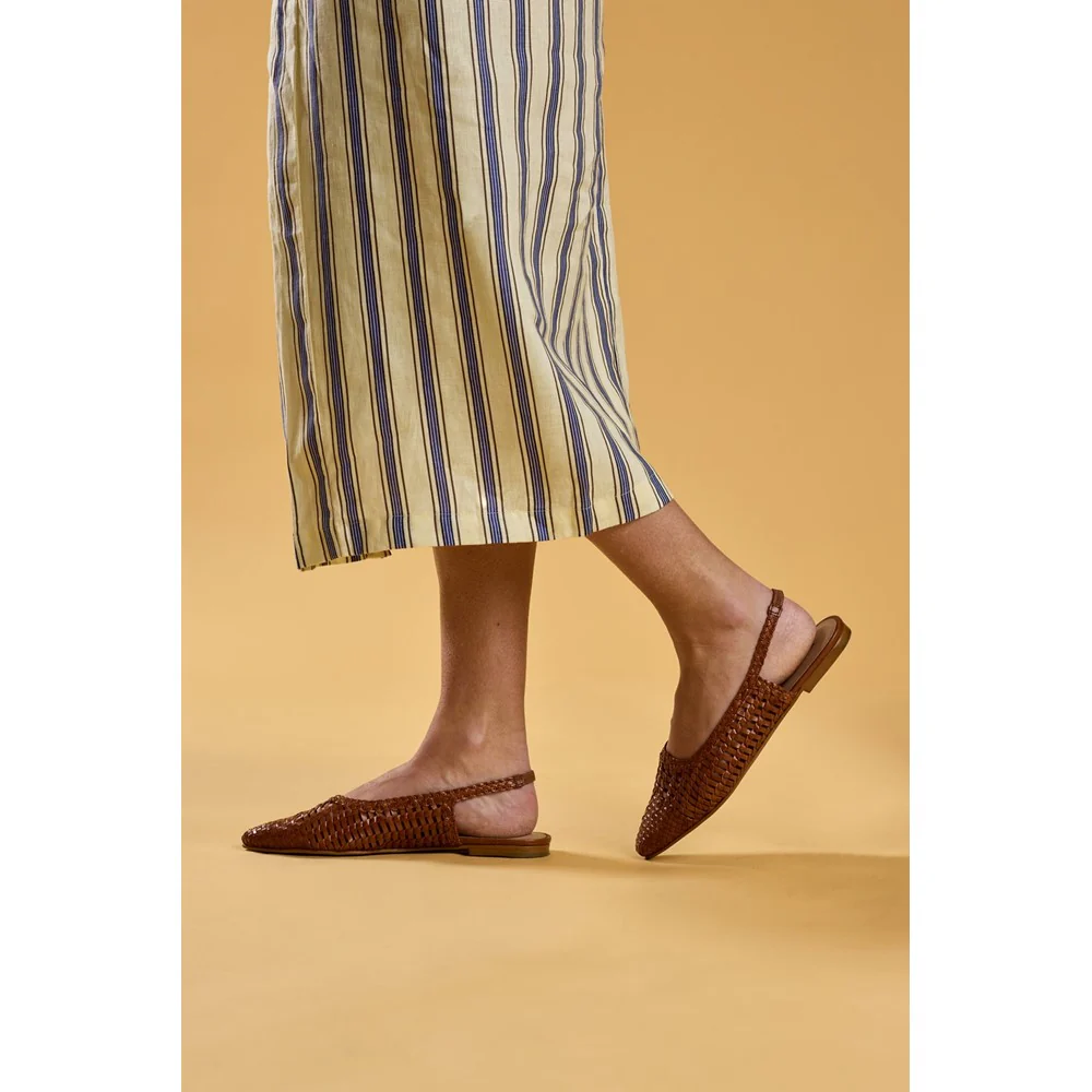 Tan Dalia Woven Slingback Ballerinas
