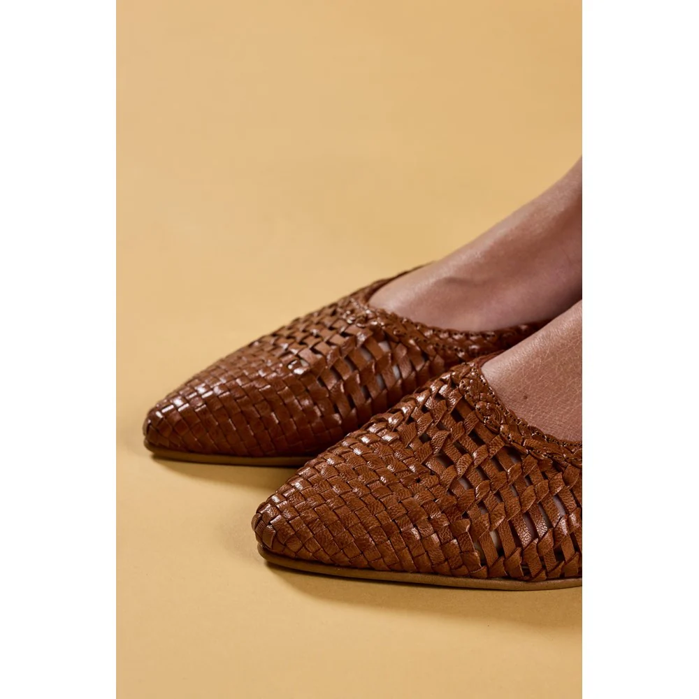 Tan Dalia Woven Slingback Ballerinas - Image 2