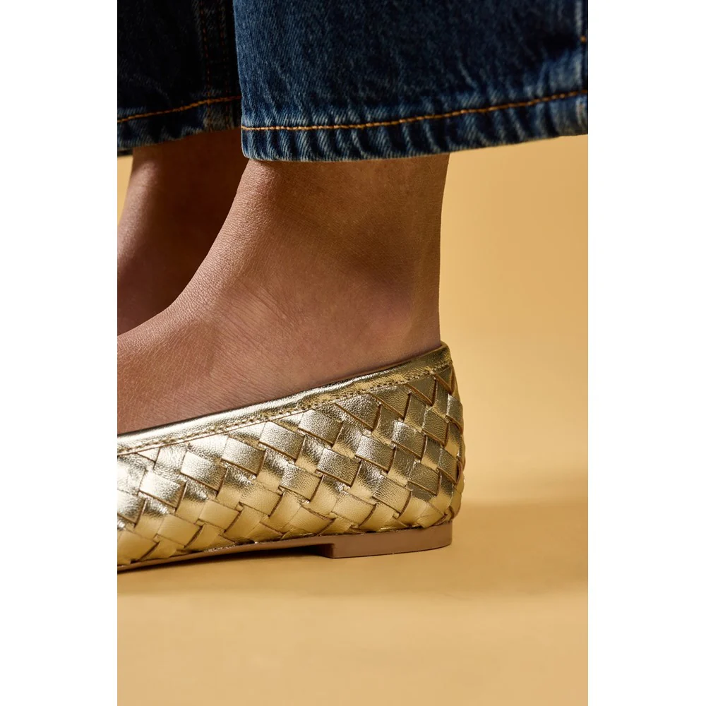 Gold Darla Woven Ballerinas - Image 8