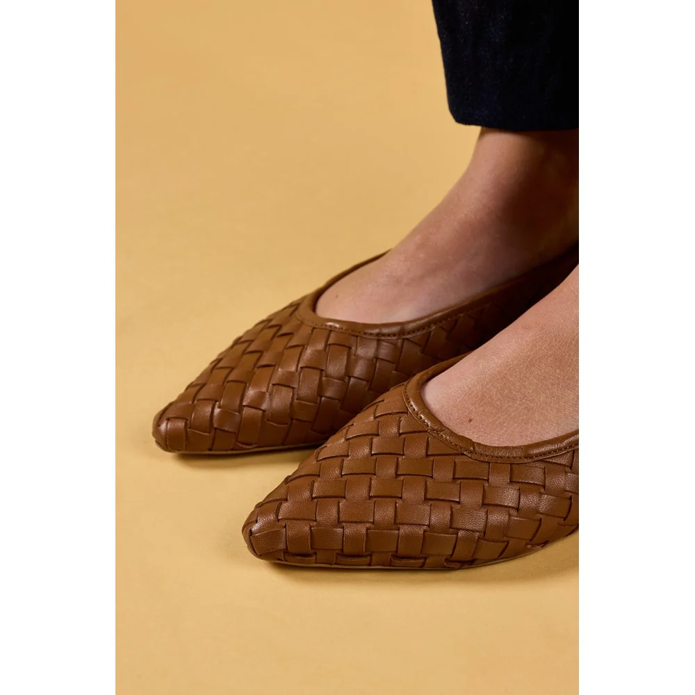 Tan Darla Woven Ballerinas - Image 2