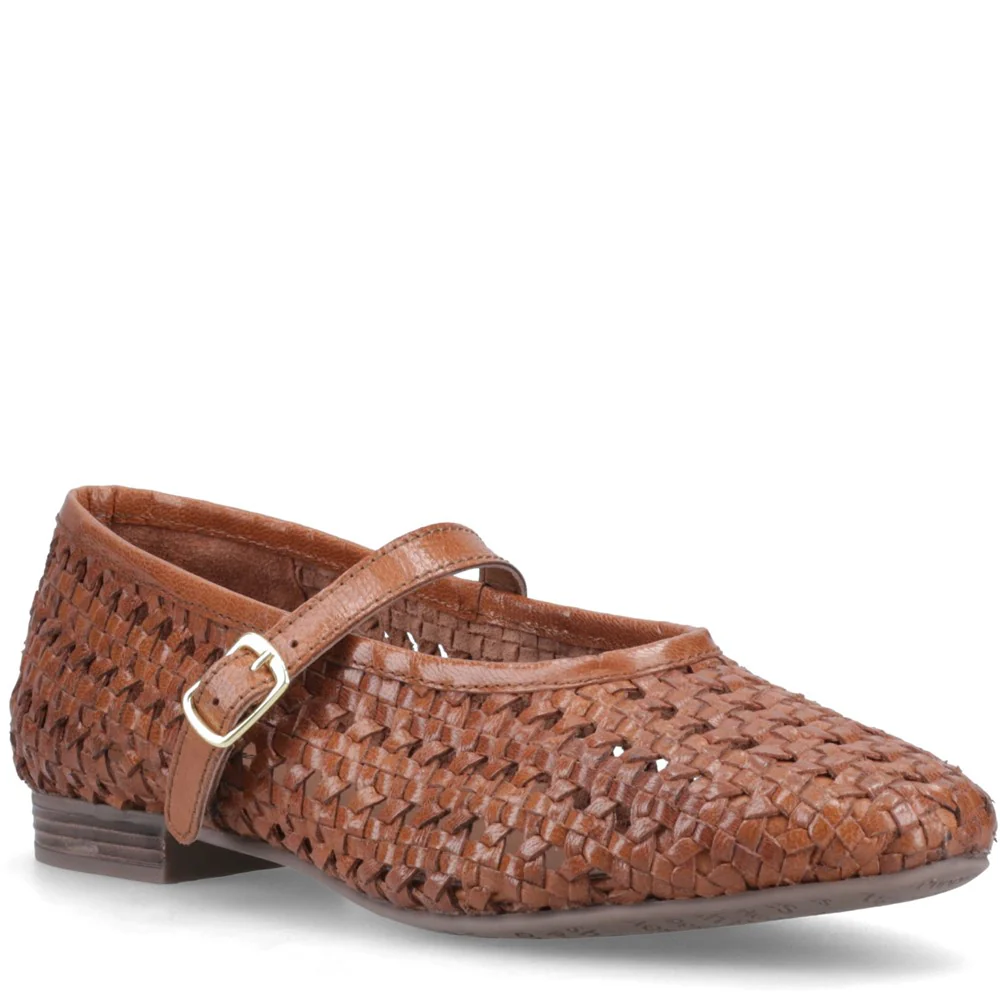 Tan Delaney Woven Mary Jane Shoes