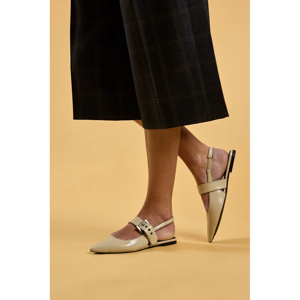 Cream Diya Buckle Mary Janes