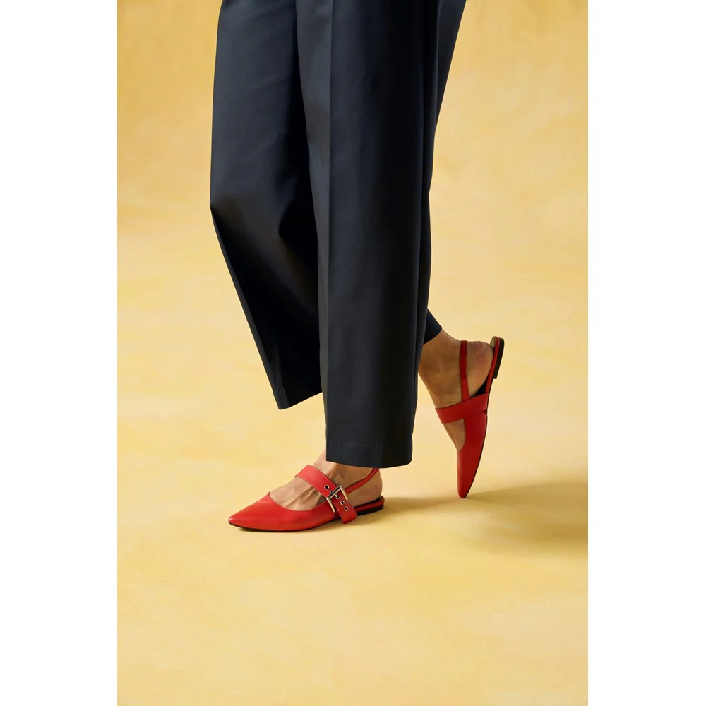 Red Diya Buckle Mary Janes - Image 6