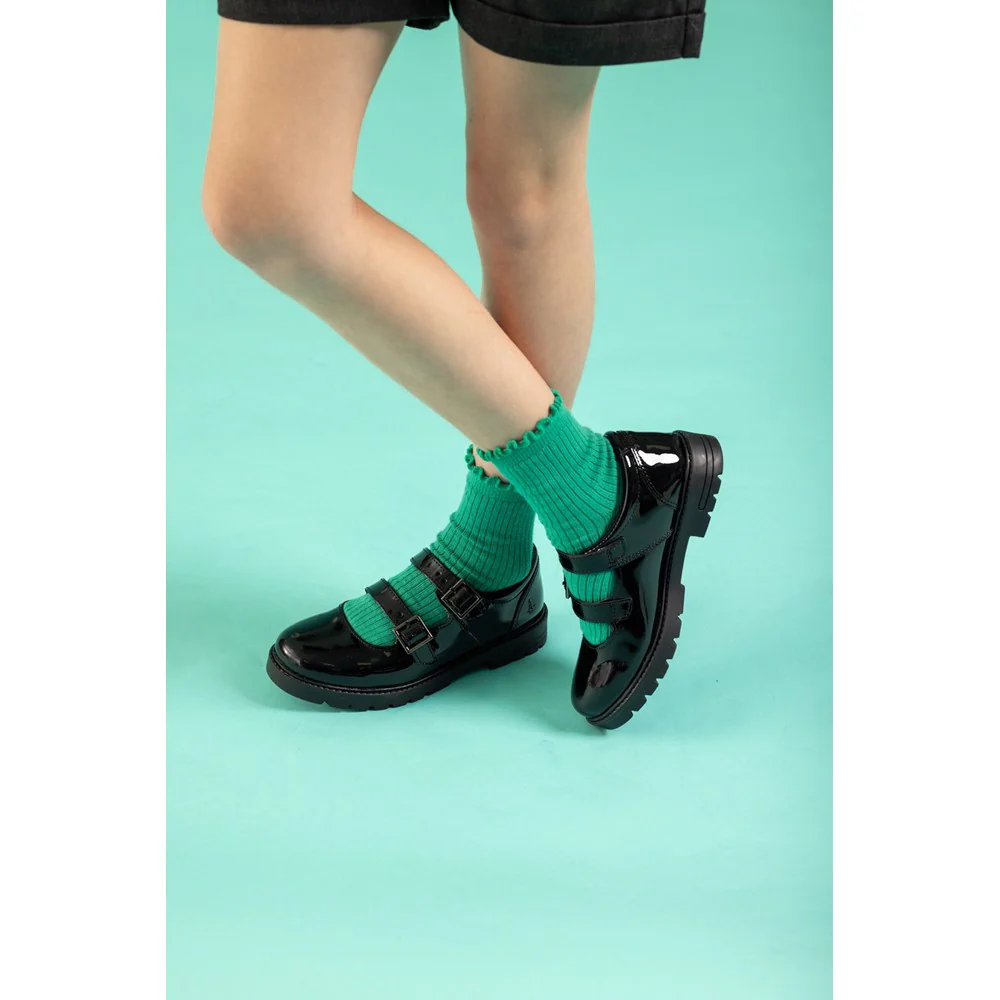 Black Ella Patent Junior School Shoes - Image 2