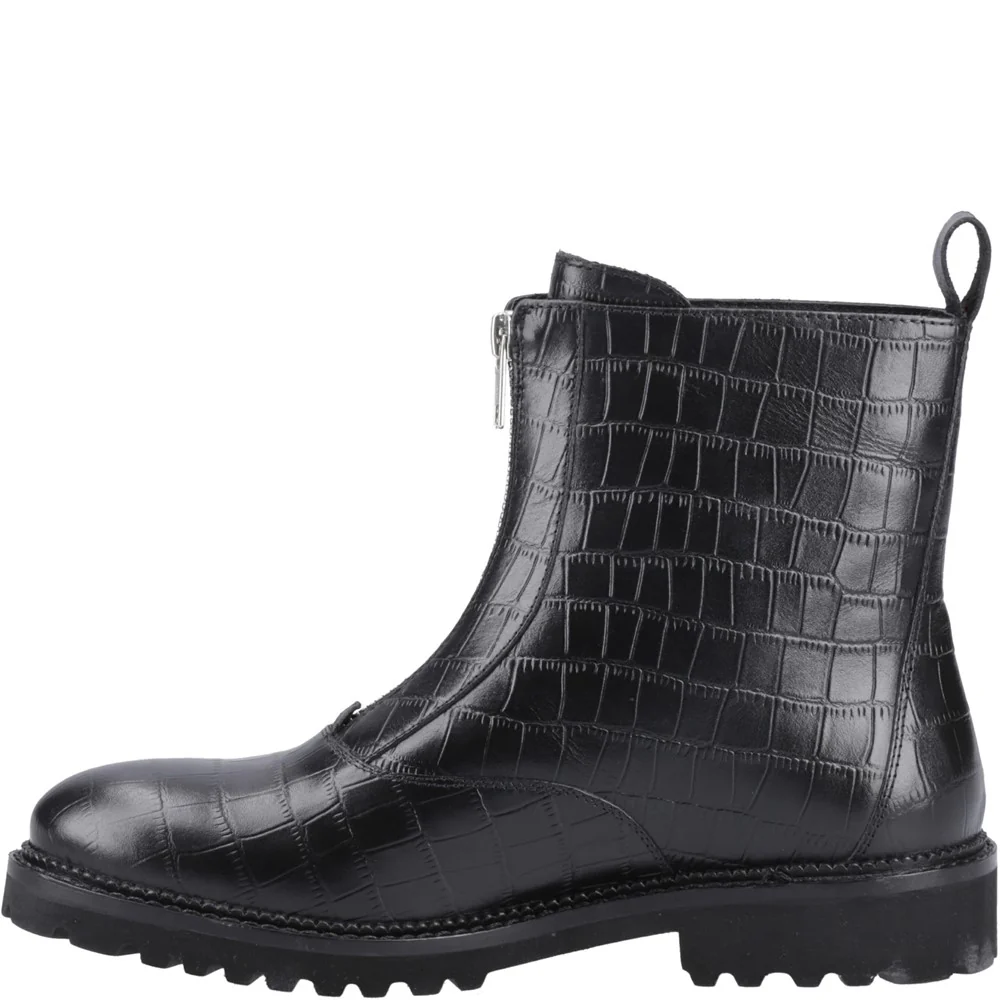 Black Croc Gena Front Zip Boots - Image 4