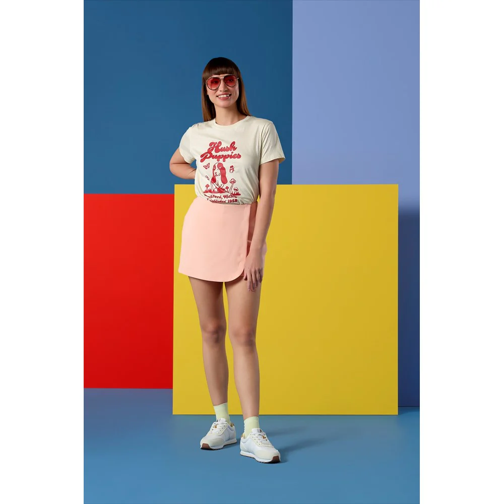 White /Red Basset Ladies T-Shirt - Image 3