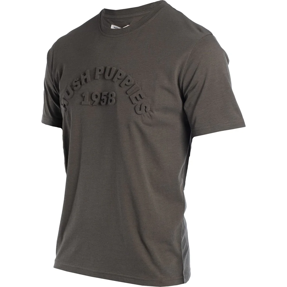 Olive Hush Puppies Embossed Mens T-Shirt - Image 2
