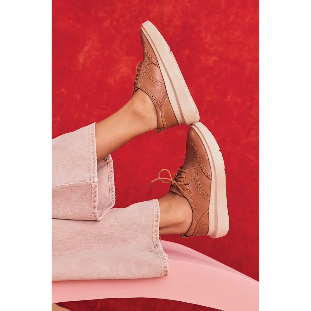 Tan Joy Wingtip Lace Ups - Image 2