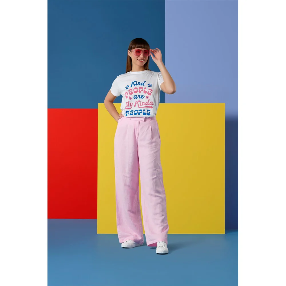 White /Pink Kind People Ladies T-Shirt - Image 2
