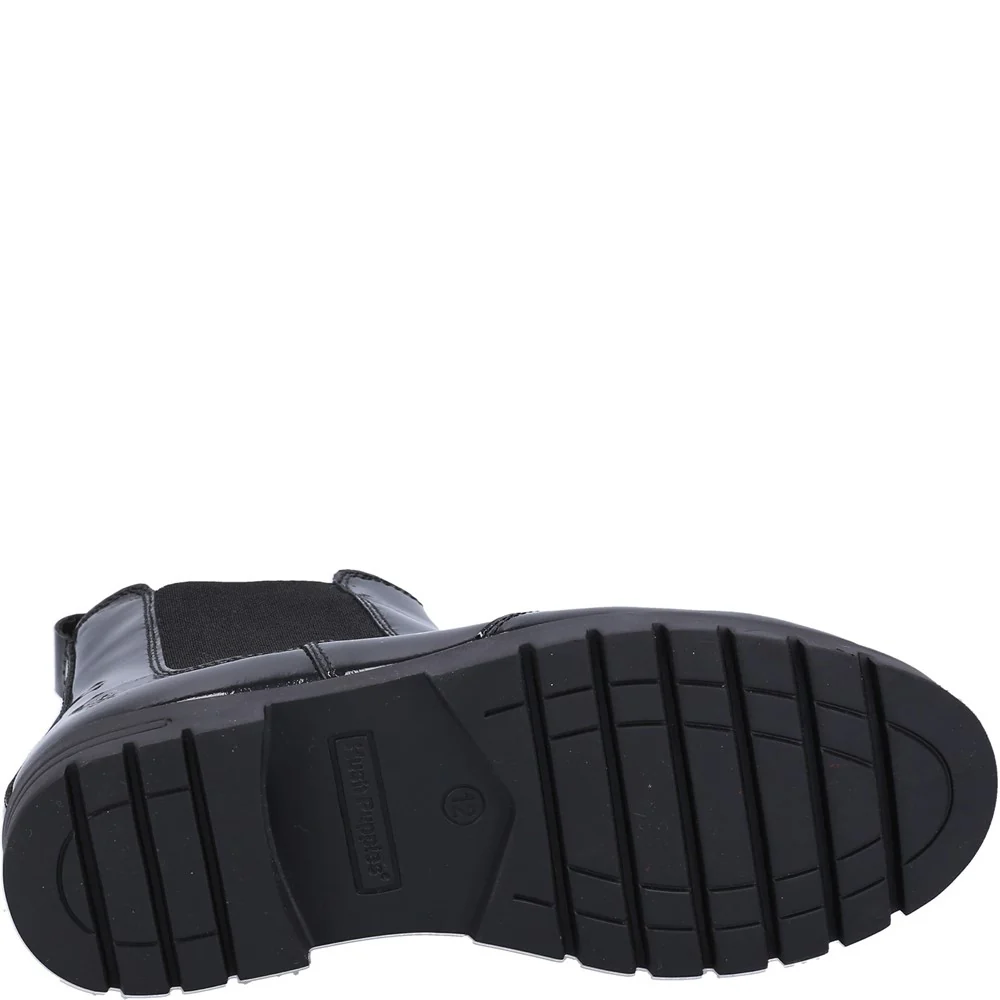 Black Laura Patent Senior School Boots - Image 3