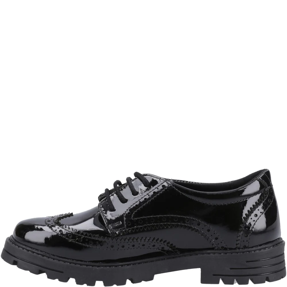 Patent Black Brogue Maxine XL Senior School Shoes - Image 4