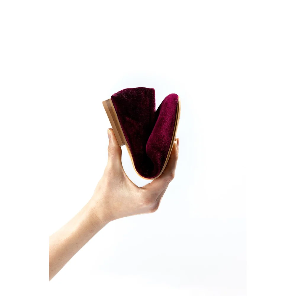 Bordeaux Pasha Velvet Ballerinas - Image 6