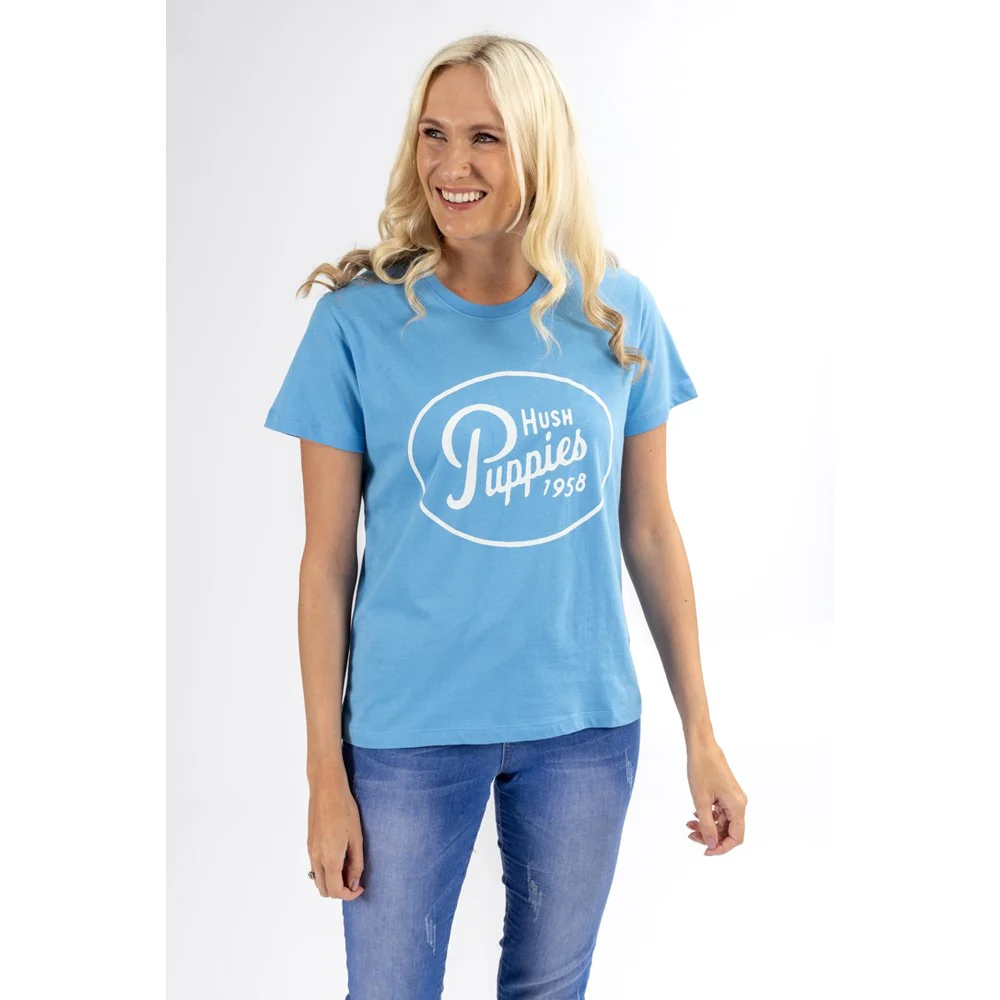 Blue Retro Script Ladies T-Shirt - Image 3