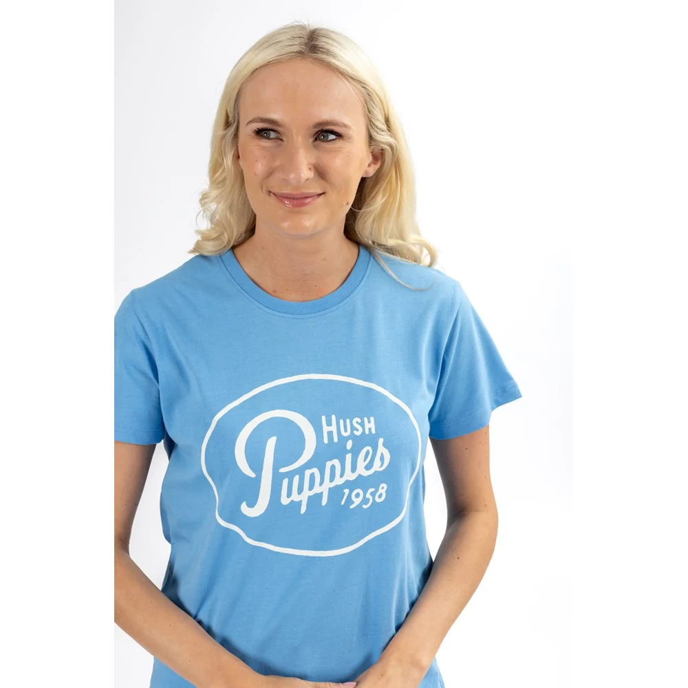 Blue Retro Script Ladies T-Shirt - Image 6