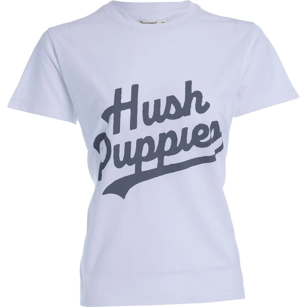 White/Blue Retro Scripts Ladies T-Shirt