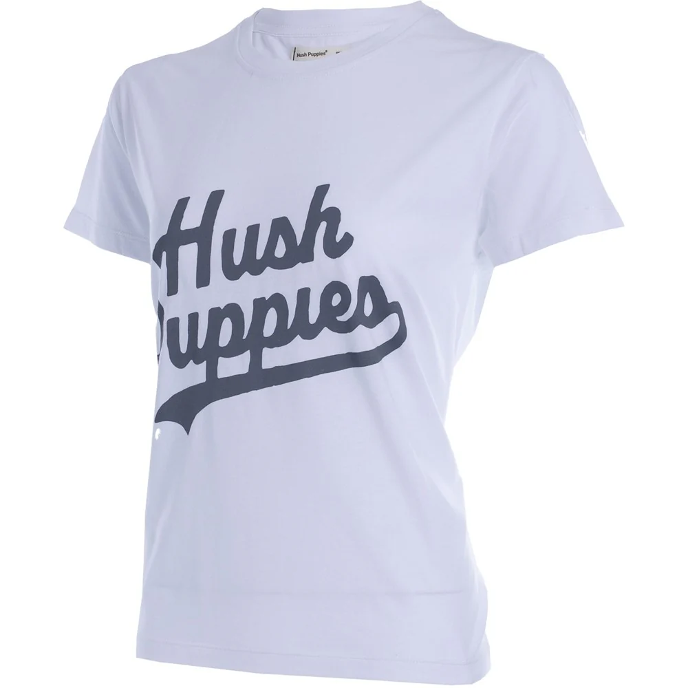 White/Blue Retro Scripts Ladies T-Shirt - Image 3