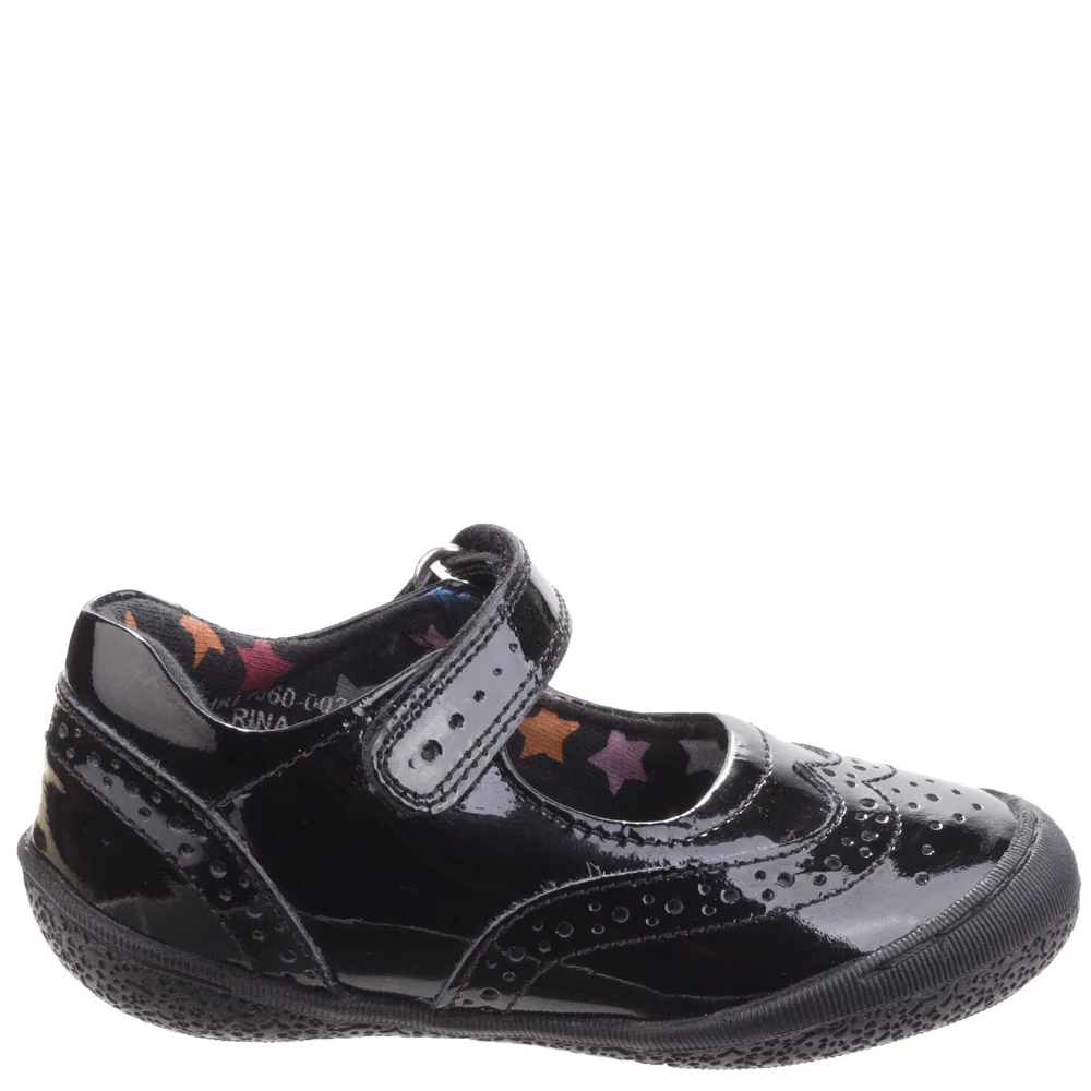 Black Patent Rina Patent Infant School Shoes - Image 5
