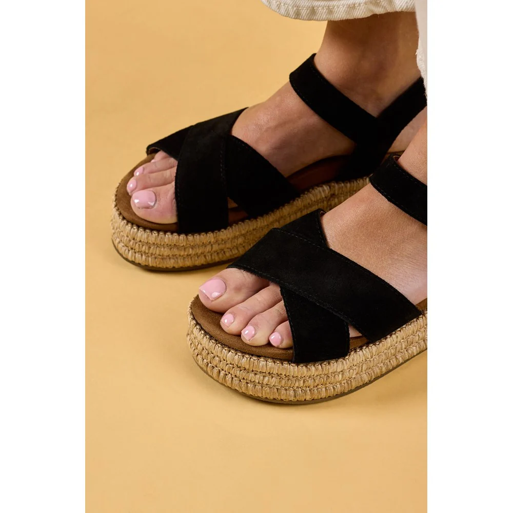 Black Rosa Rafia Sandals - Image 2