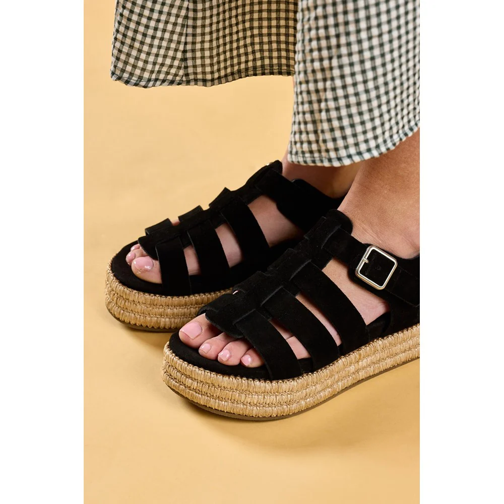 Black/Tan Rosetta Gladiator Sandals