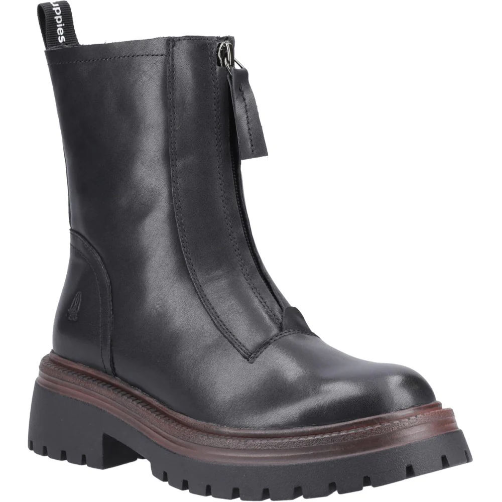 Black Leather Roxanna Zip Boots