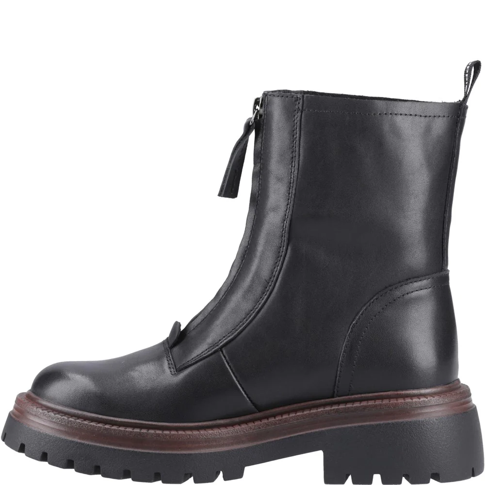 Black Leather Roxanna Zip Boots - Image 4