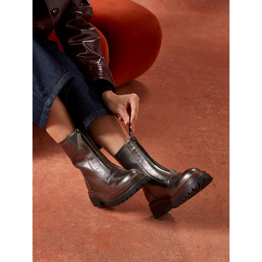 Pewter Roxanna Zip Boots - Image 6