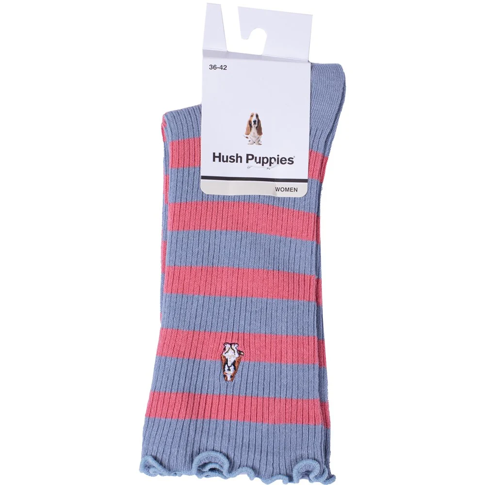 Raspberry Grey Stripe Ladies Socks