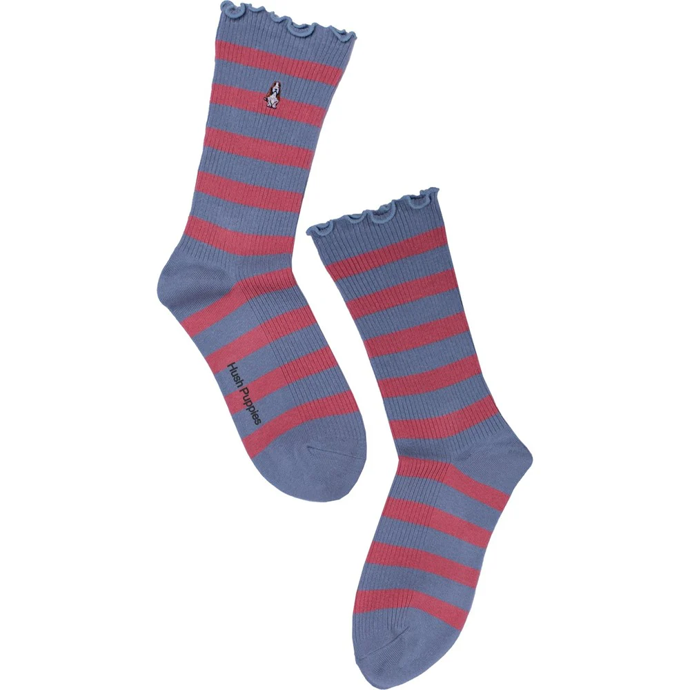 Raspberry Grey Stripe Ladies Socks - Image 2