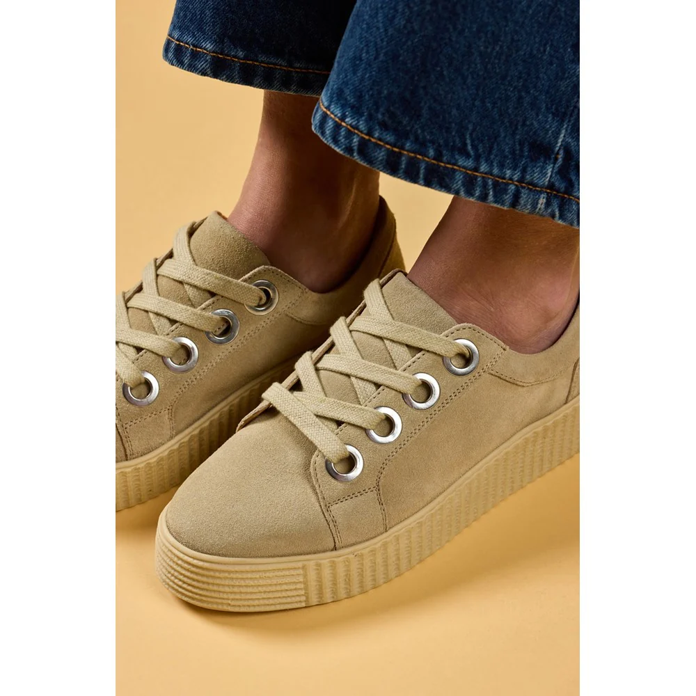 Taupe Tamsin Suede Trainers - Image 2