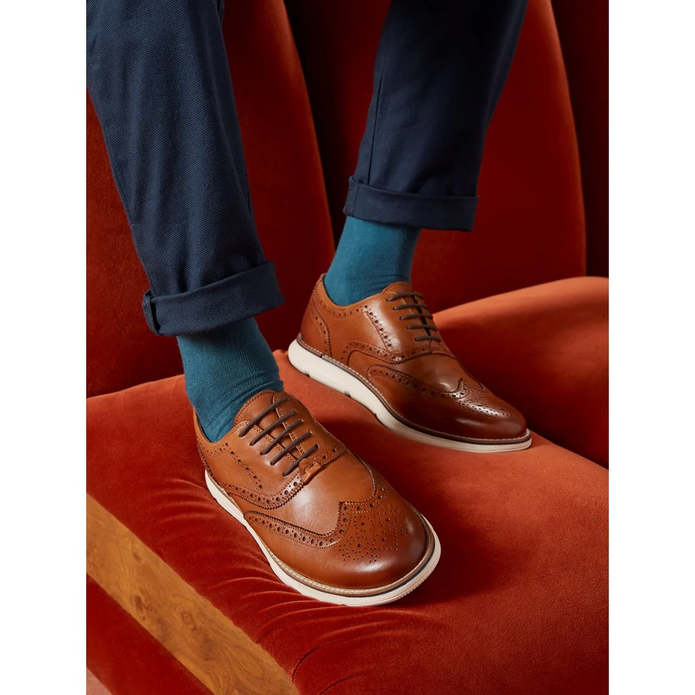 Tan/White Zach Brogue Shoes - Image 6